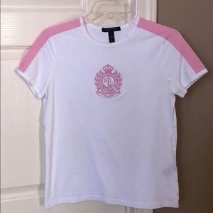 Ralph Lauren Monogram White and Pink Short-Sleeve T-Shirt #0119